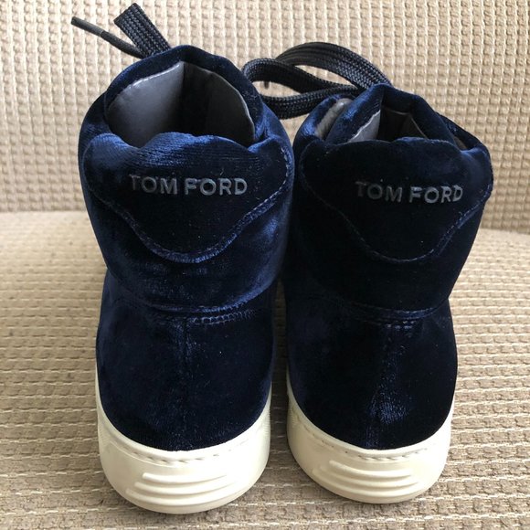 TOM FORD Russel Velvet Men\'s High-Top Navy Boots